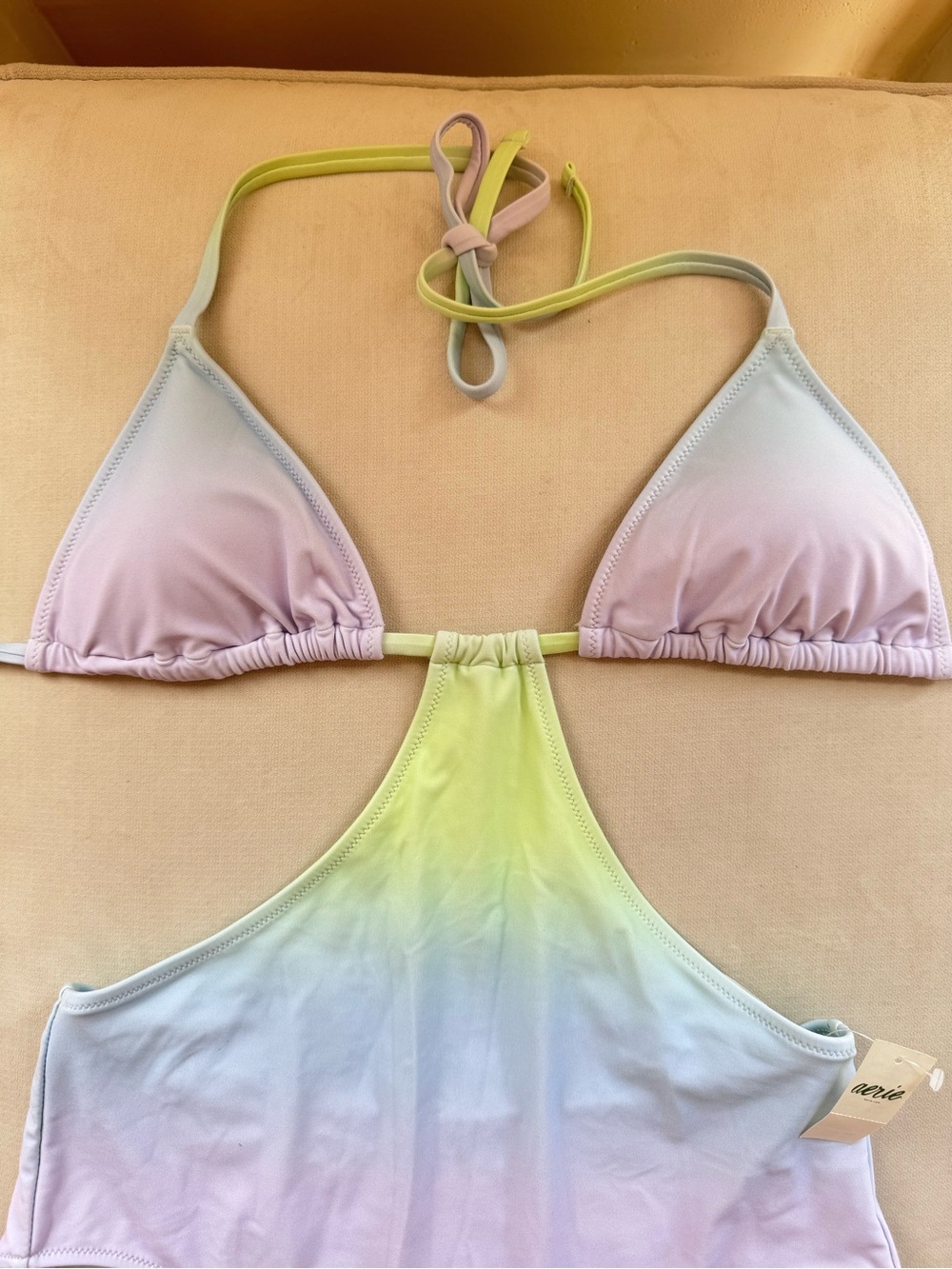 aerie Pastel Ombré Halter Monokini - blue, purple, green